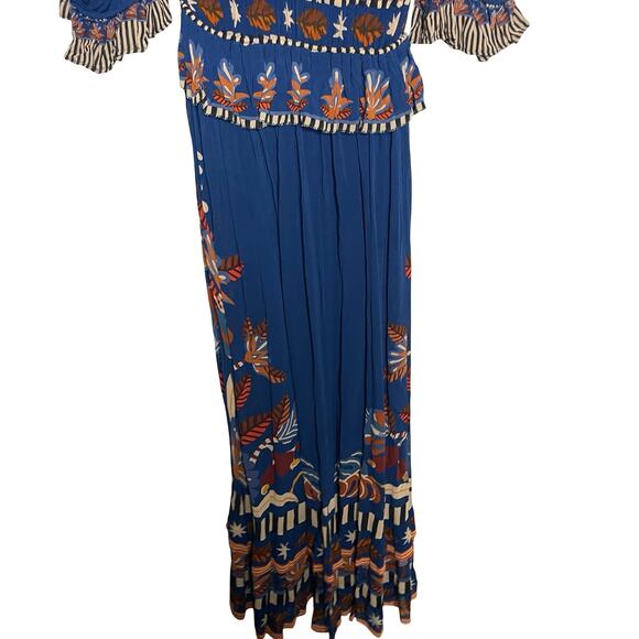 FARM Rio Navy Maxi Dress with Blue and Rust Floral Print - Picture 6 of 8